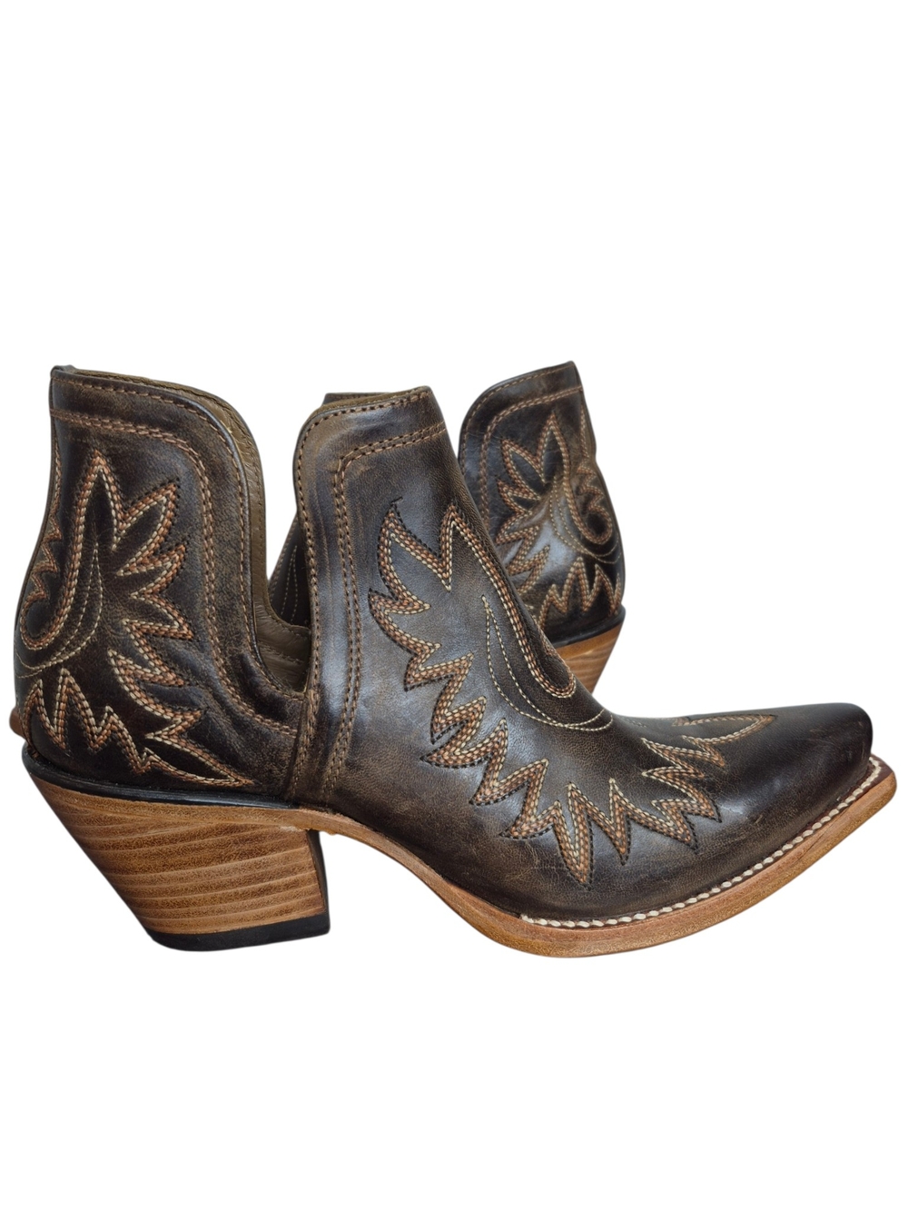 Ariat Dixon Western Cutout Leather Ankle Boots Embroidered Womens 7.5 B - Picture 2 of 10